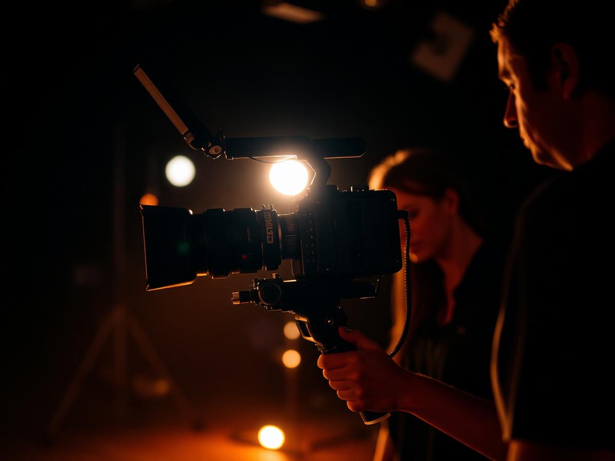 Camera operator filming with a cinema camera on a gimbal